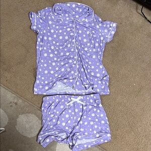Wonder Nation Purple and White Pajama Set with Playful Polka Dots